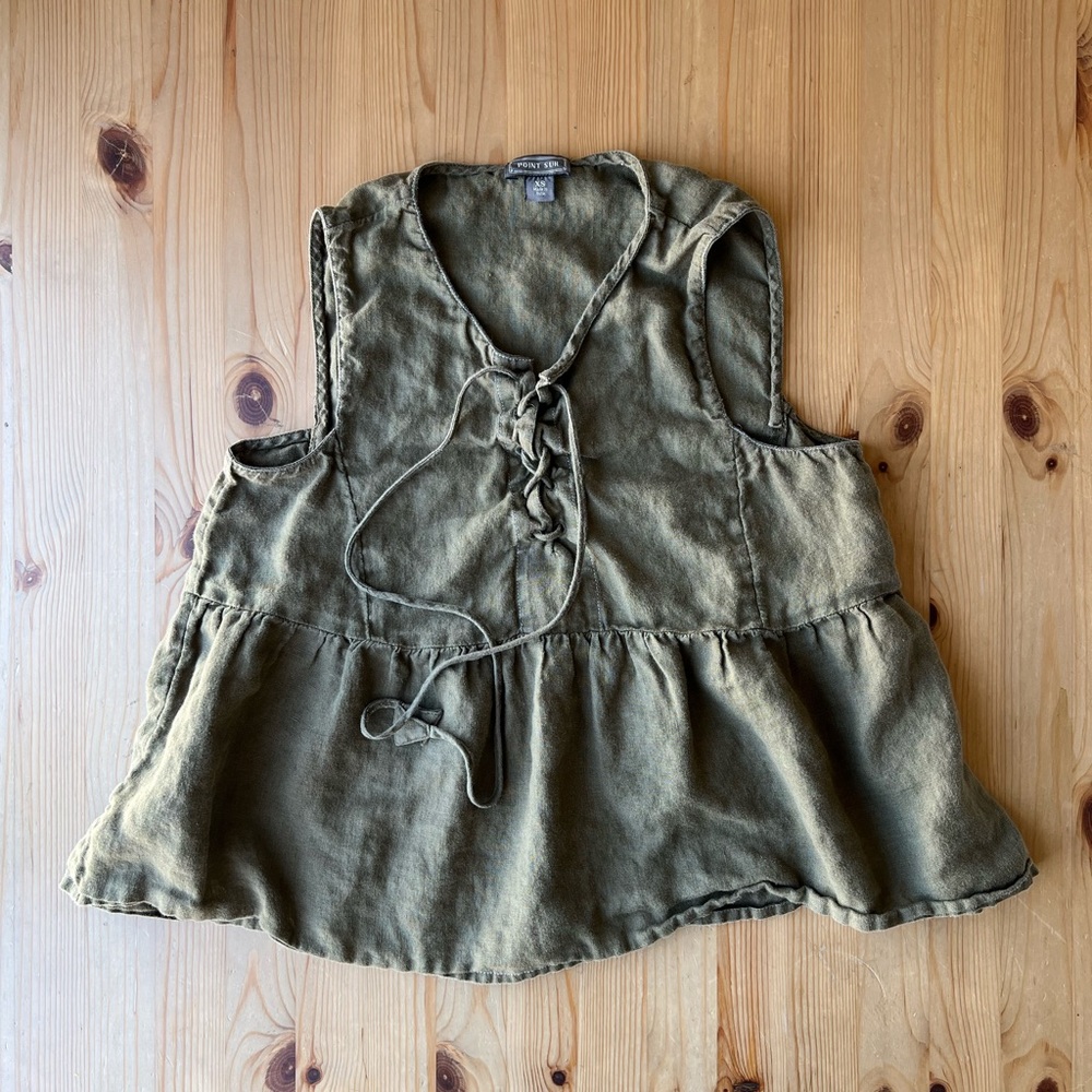 point sur j. crew tie-front linen top | xs